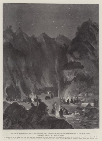 La rivolta della frontiera indiana, la 1ª Brigata della Forza di Spedizione di Tirah al pranzo di Natale nella Valle di Bazar da William Heysham Overend