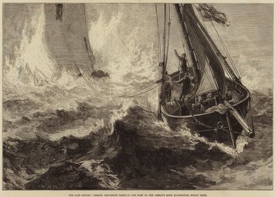 Le recenti tempeste, passaggio di provviste attraverso le onde al faro di Bishop
