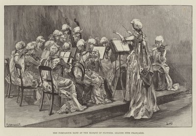 La banda di Pompadour al Masque of Flowers, Grande Fête Française da William Heysham Overend