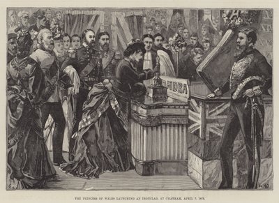 La Principessa del Galles lancia una corazzata, a Chatham, 7 aprile 1875 da William Heysham Overend