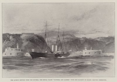 Il Ritorno della Regina dalla Riviera, il Royal Yacht Victoria e Albert, con Sua Maestà a Bordo, che lascia Cherbourg da William Heysham Overend