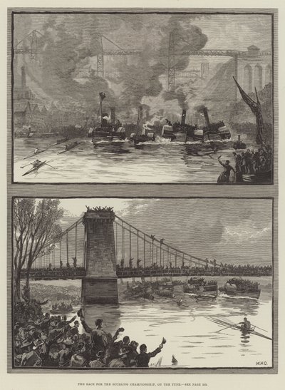La corsa per il campionato di canottaggio, sul Tyne da William Heysham Overend