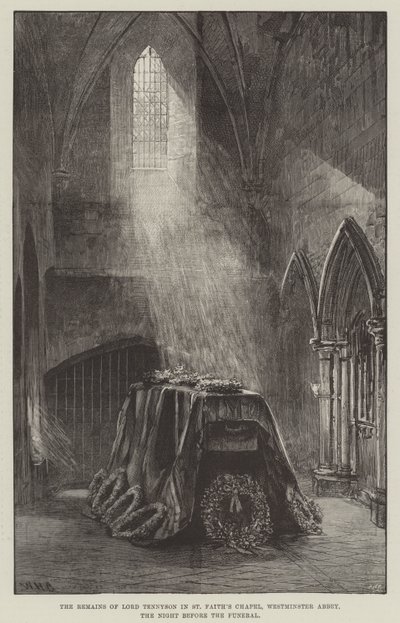 I Resti di Lord Tennyson nella Cappella di St Faith, Abbazia di Westminster, la Notte prima del Funerale da William Heysham Overend