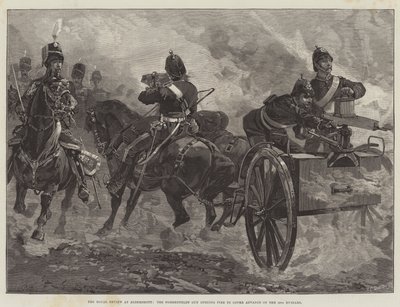La revisione reale ad Aldershott, il cannone Nordenfeldt apre il fuoco per coprire l