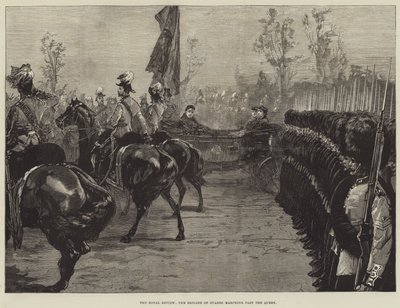 La revisione reale, la brigata delle guardie che marcia davanti alla regina da William Heysham Overend