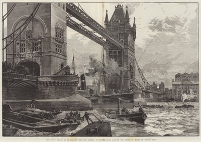 Il Tower Bridge, da erigere sul Tamigi, pietra angolare posata dal Principe di Galles lunedì scorso da William Heysham Overend