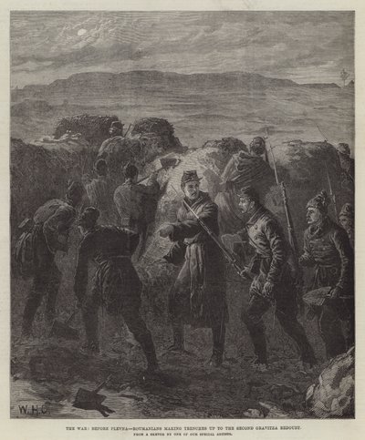 La guerra, prima di Plevna, i rumeni scavano trincee fino alla seconda ridotta di Gravitza da William Heysham Overend