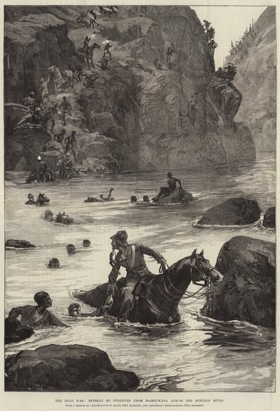 La guerra Zulu, ritirata dei fuggitivi da Isanhlwana attraverso il fiume Buffalo da William Heysham Overend