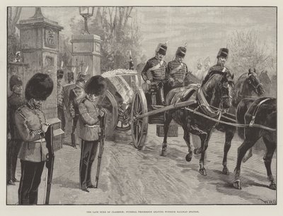 Il defunto Duca di Clarence, processione funebre che lascia la stazione ferroviaria di Windsor da William Heysham Overend