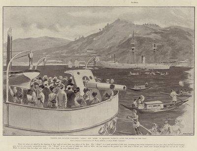 Visita alle navi da guerra giapponesi Akagi e Hiyei nel porto di Nagasaki, dopo la battaglia del Yalu da William Heysham Overend