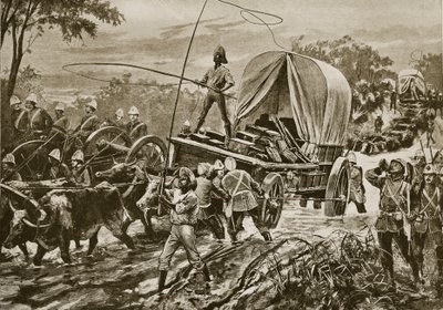 Guerra Zulu: la forza di soccorso di Etshowe attraversa un ruscello, aprile 1879 da William Heysham Overend