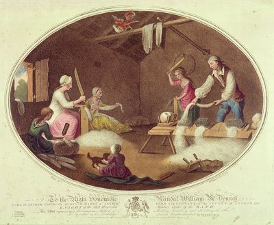 Il metodo comune di battitura, scotchiatura e pettinatura del lino, tavola IV di 