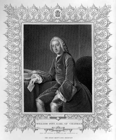 Ritratto di William Pitt, 1° Conte di Chatham, inciso da William Holl il Giovane (1807-71) da William Hoare