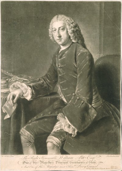 William Pitt, Segretario di Stato, inciso da Richard Houston (1721-75) da William Hoare