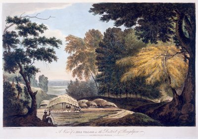Villaggio collinare nel distretto di Bauhelepoor, 1787 da William Hodges