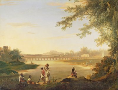 Il ponte di Marmalong, con un sepoy e nativi in primo piano, c.1783 da William Hodges