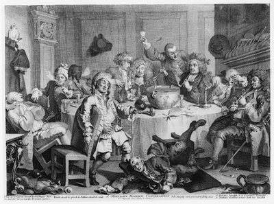 Una conversazione moderna a mezzanotte da William Hogarth