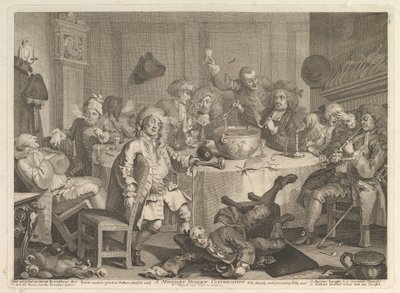 Una conversazione moderna a mezzanotte da William Hogarth