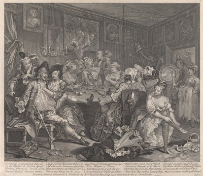 Il progresso di un libertino, tavola 3: Egli gozzoviglia da William Hogarth