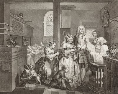 Il progresso di un libertino, Tavola 5: Il libertino sposa una vecchia da William Hogarth