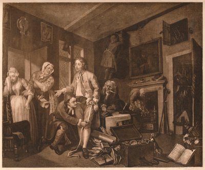 Il progresso di un libertino, scena I, 1735 da William Hogarth