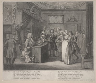 Una donna che giura un bambino a un cittadino grave da William Hogarth