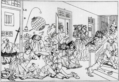 Istituzione mentale di Bedlam, incisione dalla serie Il progresso del libertino da William Hogarth