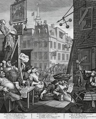 Beer Street, Londra, incisione di William Hogarth, Regno Unito da William Hogarth