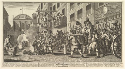 Bruciare i rumps al Temple Bar Dodici grandi illustrazioni per Hudibras di Samuel Butler, 1725-68 da William Hogarth