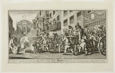 Bruciare le zucche a Temple Bar, tavola undici di Hudibras da William Hogarth