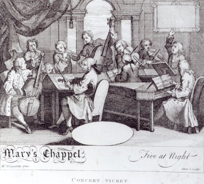 Biglietto per il Concerto alla Cappella di Maria da William Hogarth