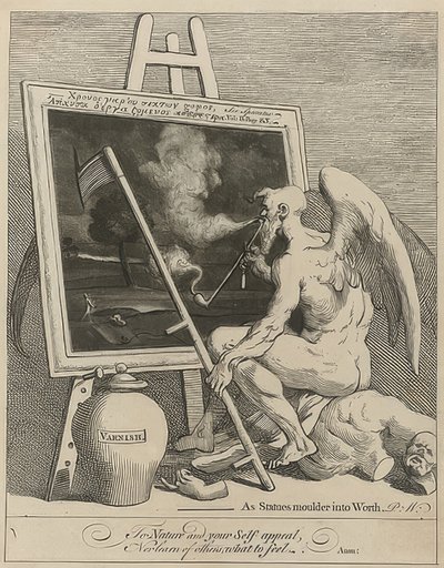 Il dio del tempo fuma un quadro (Time Smoking a Picture) da William Hogarth