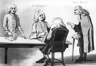 Il dottor Arbuthnot e il conte Viviani nel caffè di Button da William Hogarth