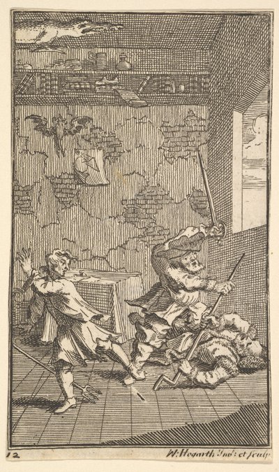 Hudibras che batte Sidrophel e Whachum Diciassette piccole illustrazioni per Samuel Butler da William Hogarth