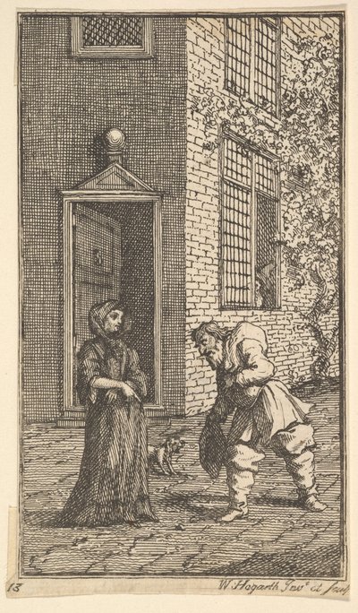 Hudibras che corteggia la vedova Diciassette piccole illustrazioni per Hudibras di Samuel Butler..., 1721-26 da William Hogarth