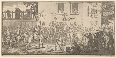 Hudibras e lo Skimmington Diciassette piccole illustrazioni per Hudibras di Samuel Butler da William Hogarth