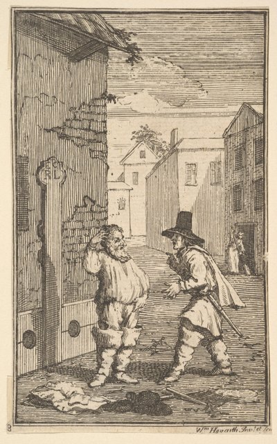 Hudubras e Ralpho che Disputano Diciassette Piccole Illustrazioni per Hudibr... di Samuel Butler, 1721-26 da William Hogarth