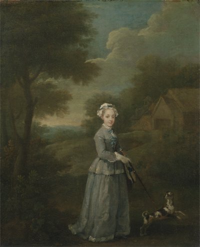 Miss Wood con il suo cane, c.1730 da William Hogarth