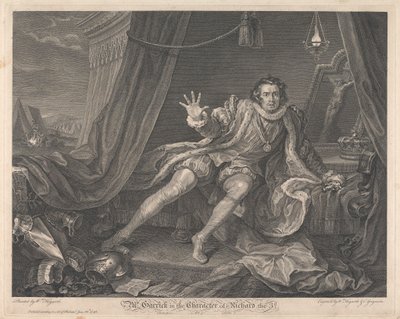 Mr. Garrick nel ruolo di Riccardo III - "Riccardo III," Atto V, Scena VII da William Hogarth