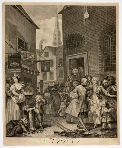 Mezzogiorno, tavola due da Le quattro ore del giorno da William Hogarth