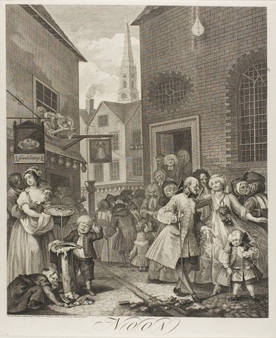 Mezzogiorno, tavola due da Le quattro ore del giorno da William Hogarth