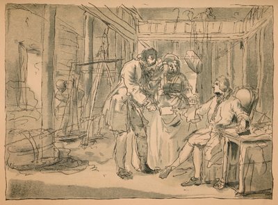 Schizzo rifiutato per Industria e Ozio, 1747 da William Hogarth