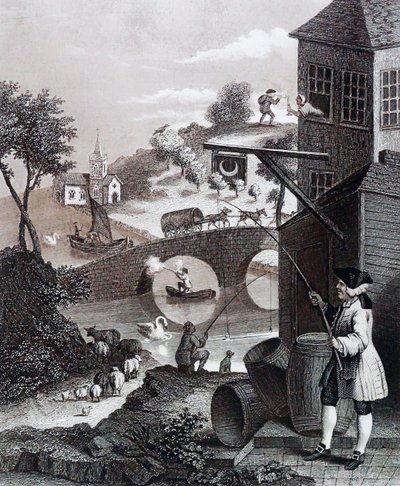 Satira sulla falsa prospettiva da William Hogarth
