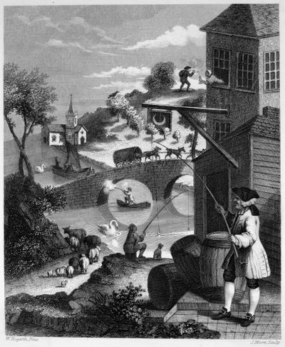 Satira sulla falsa prospettiva da William Hogarth