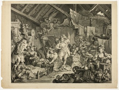 Attrici in Passeggiata che si Vestono in un Fienile da William Hogarth