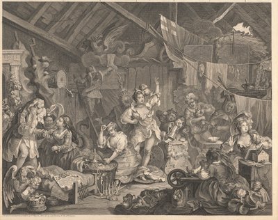 Attrici itineranti che si vestono in un fienile da William Hogarth