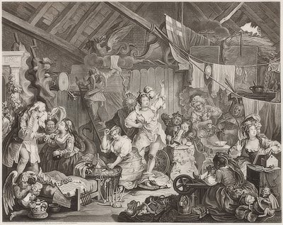 Attrici itineranti che si vestono in un fienile da William Hogarth