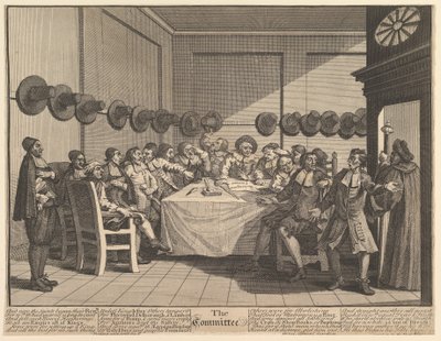 Il Comitato Dodici Grandi Illustrazioni per Hudibras di Samuel Butler, Tavola 10, 1725-68 da William Hogarth