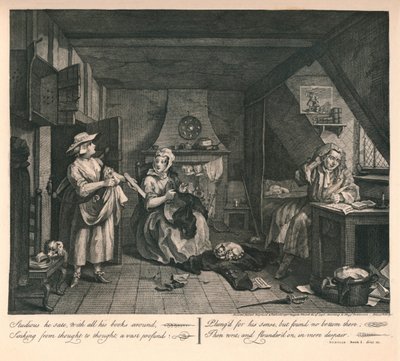 Il poeta in difficoltà, 1740 da William Hogarth