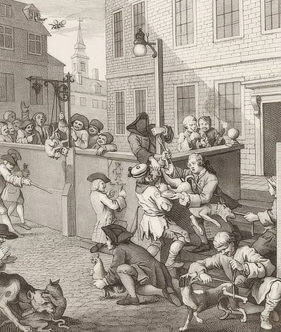 Il primo stadio della crudeltà. Da: I quattro stadi della crudeltà da William Hogarth